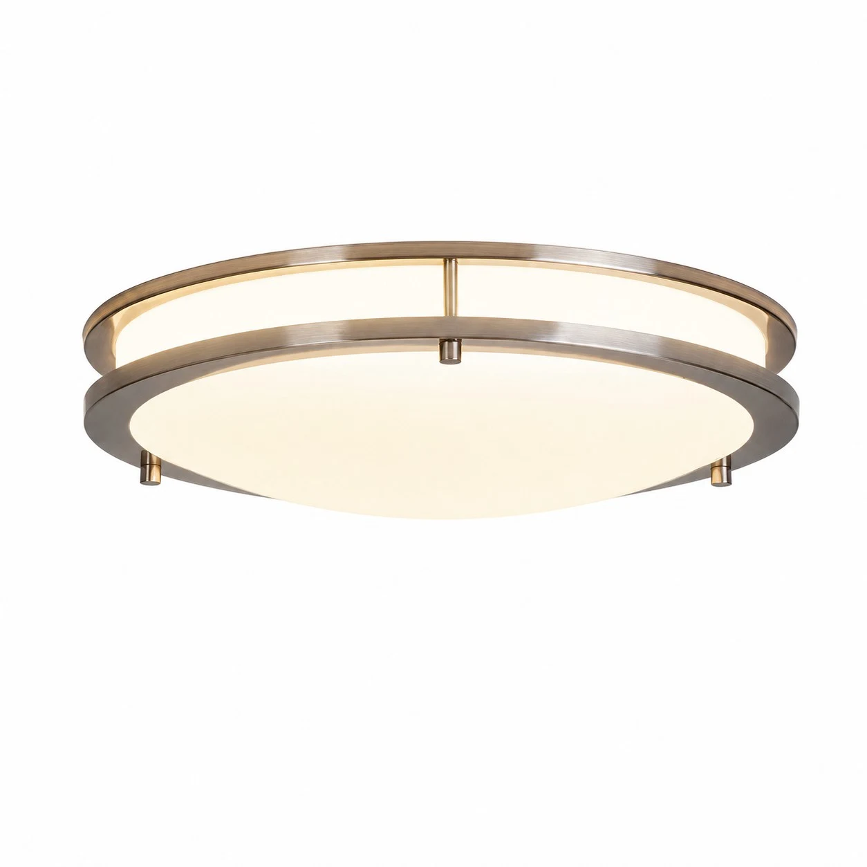 Brushed nickel 40 cm Bauhaus eye-care LED ceiling light, three-color light