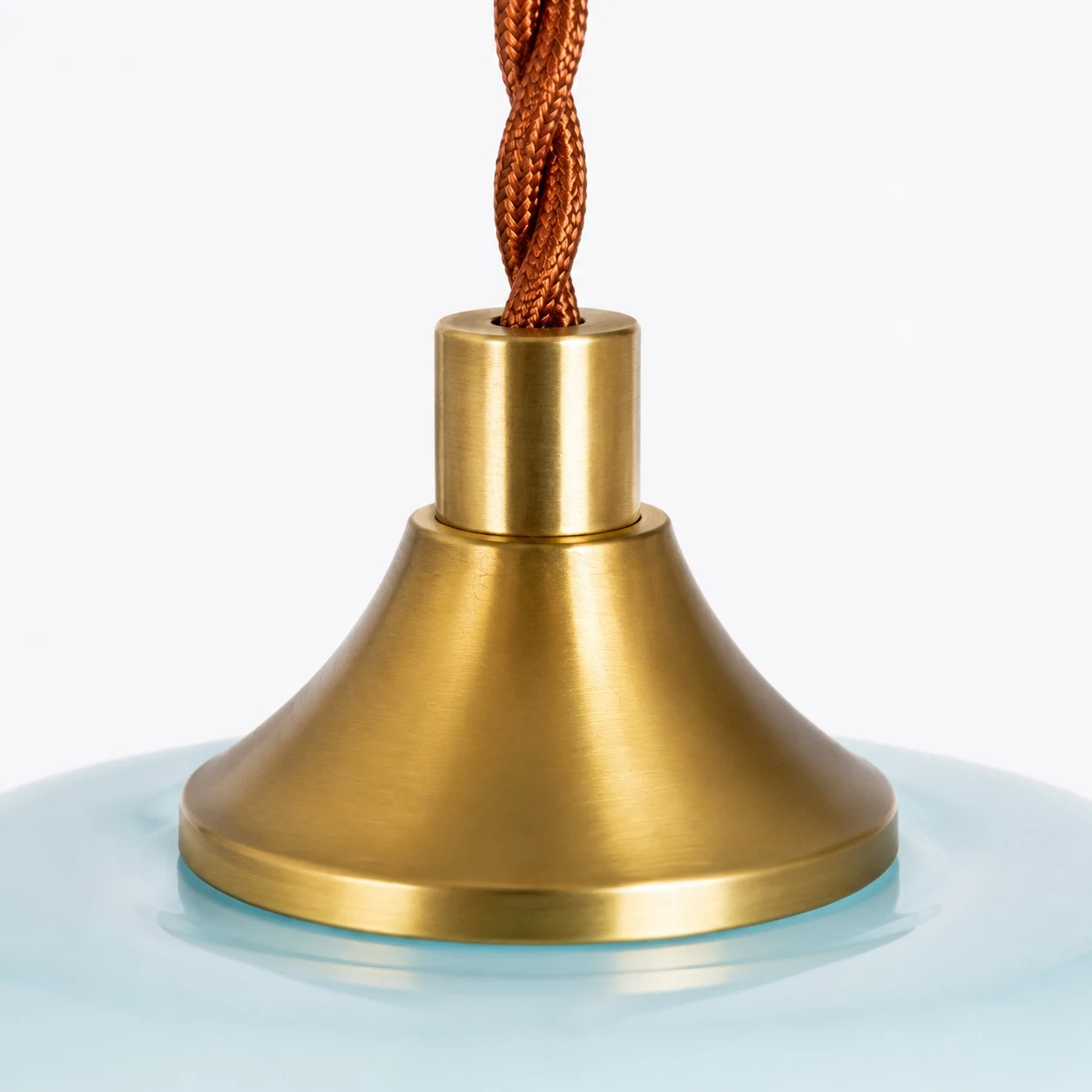 Brass finish cap and braided cord detail