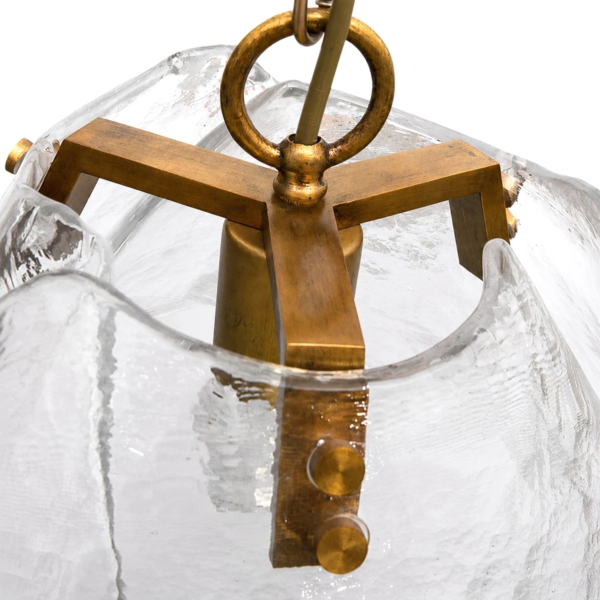 Brass and hammered glass detail