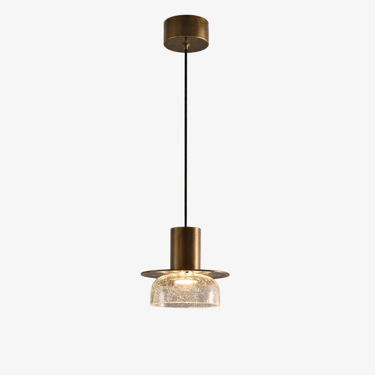 Style A pendant with clear crackle glass shade