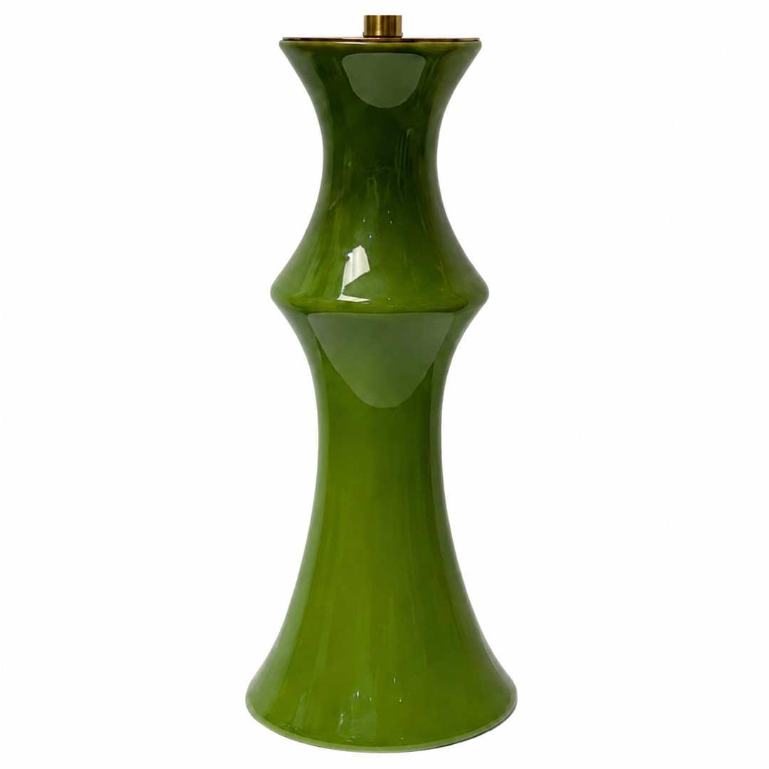 Close-up of glossy green ceramic base