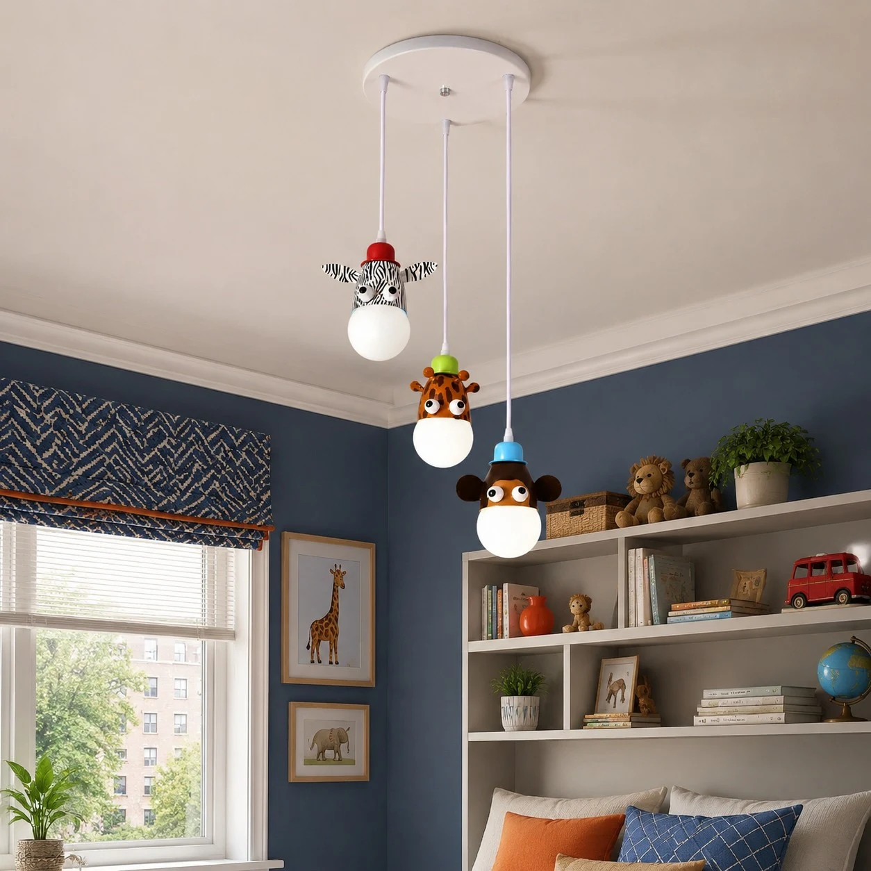 Kids animal pendant light interior view