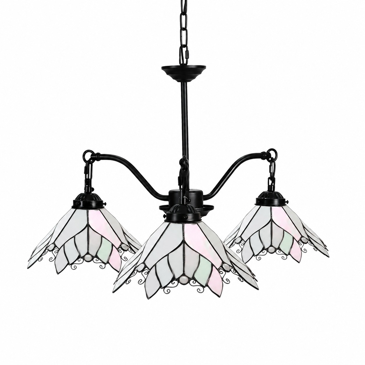 Four-Light Stained Glass Chandelier