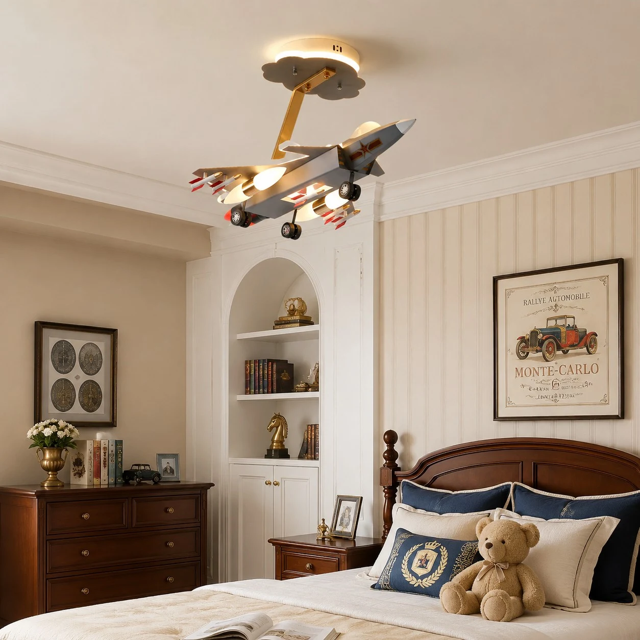 Airplane ceiling light installed in a child bedroom