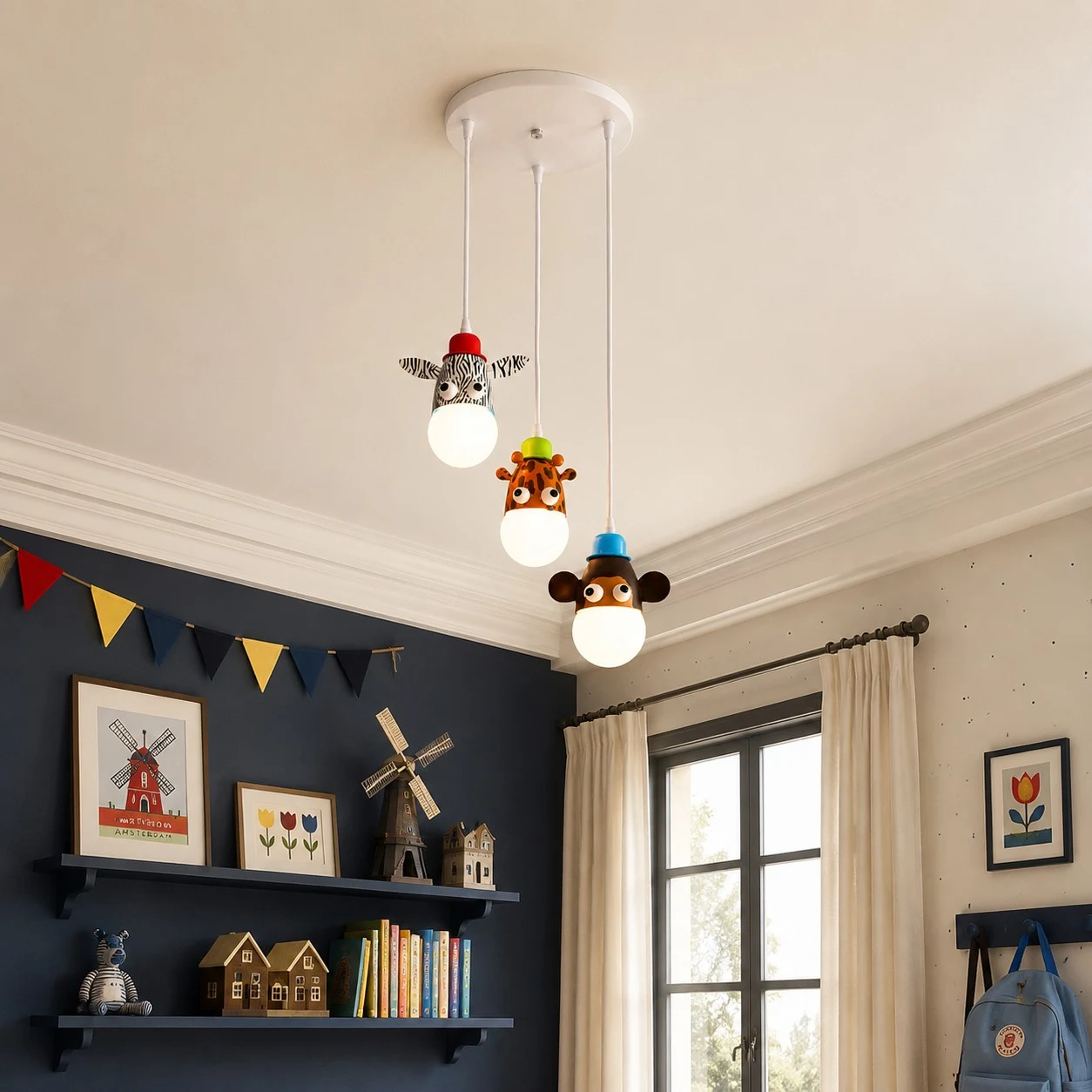 Kids animal pendant light in room scene