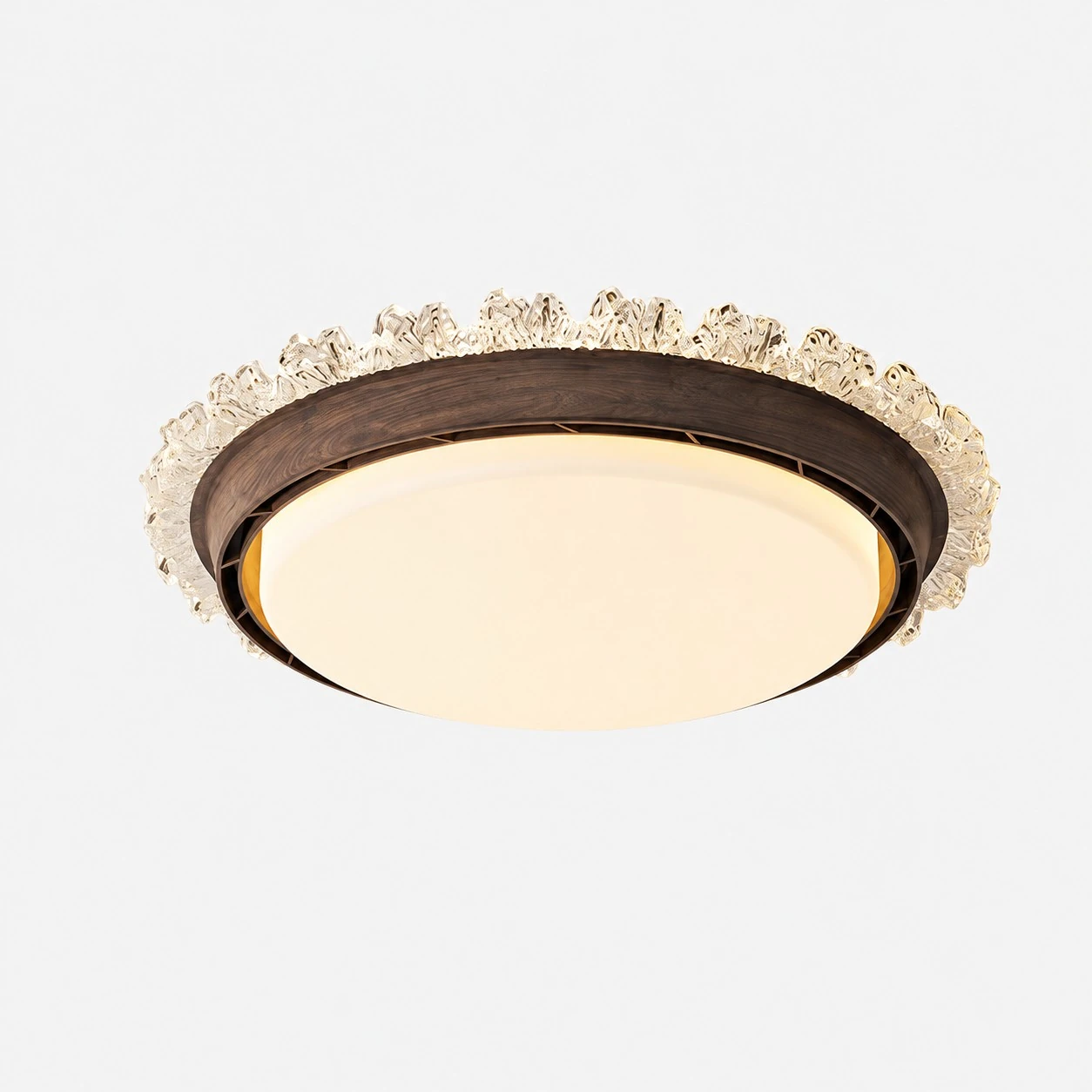 Crystal walnut flush mount ceiling fan light