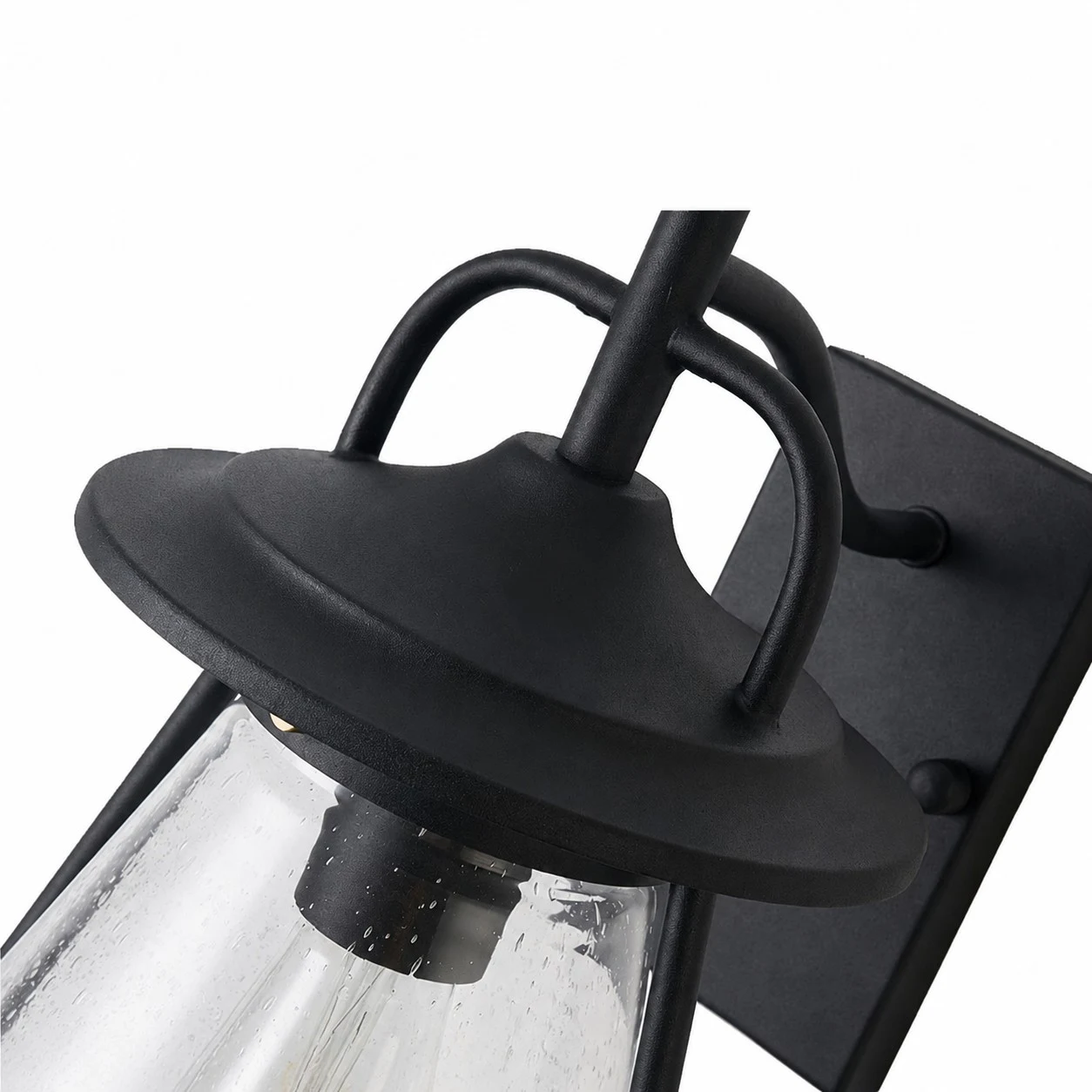 Black Glass Outdoor Wall Lantern Sconce