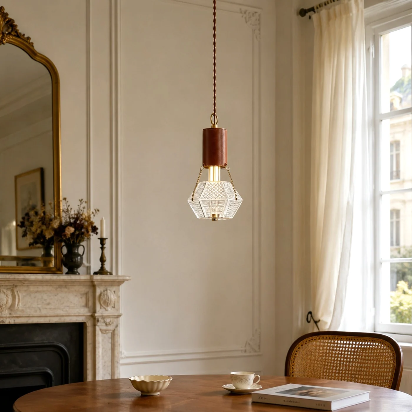 Prismatic French Leather Pendant Light 5