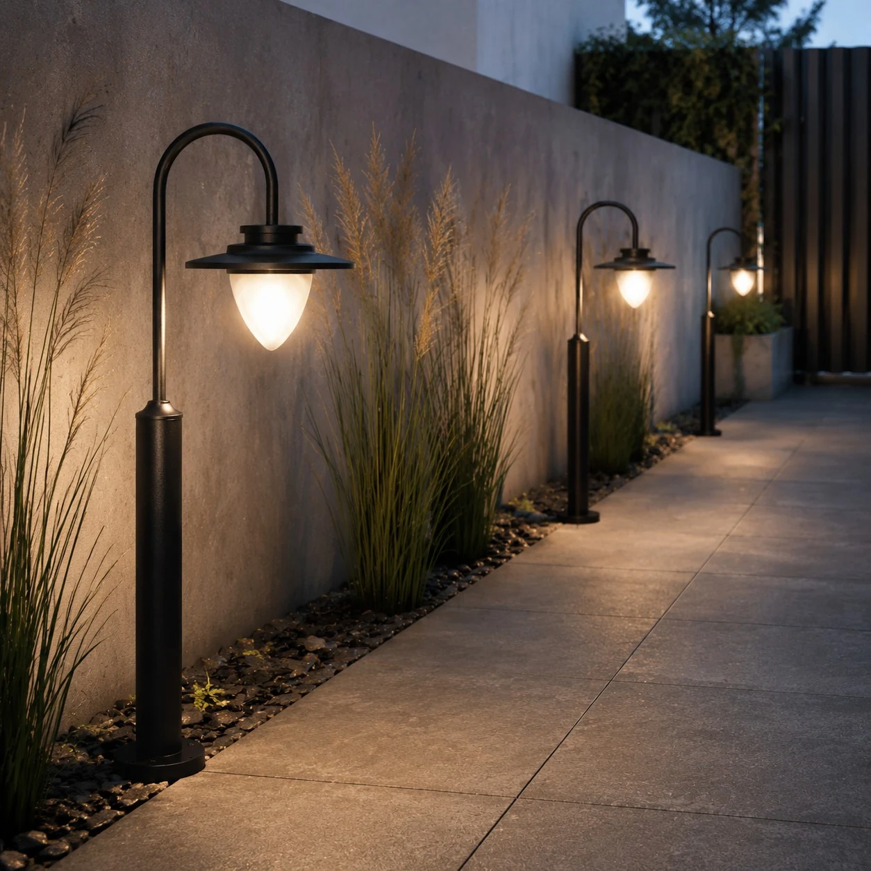 outdoor path light installation scene