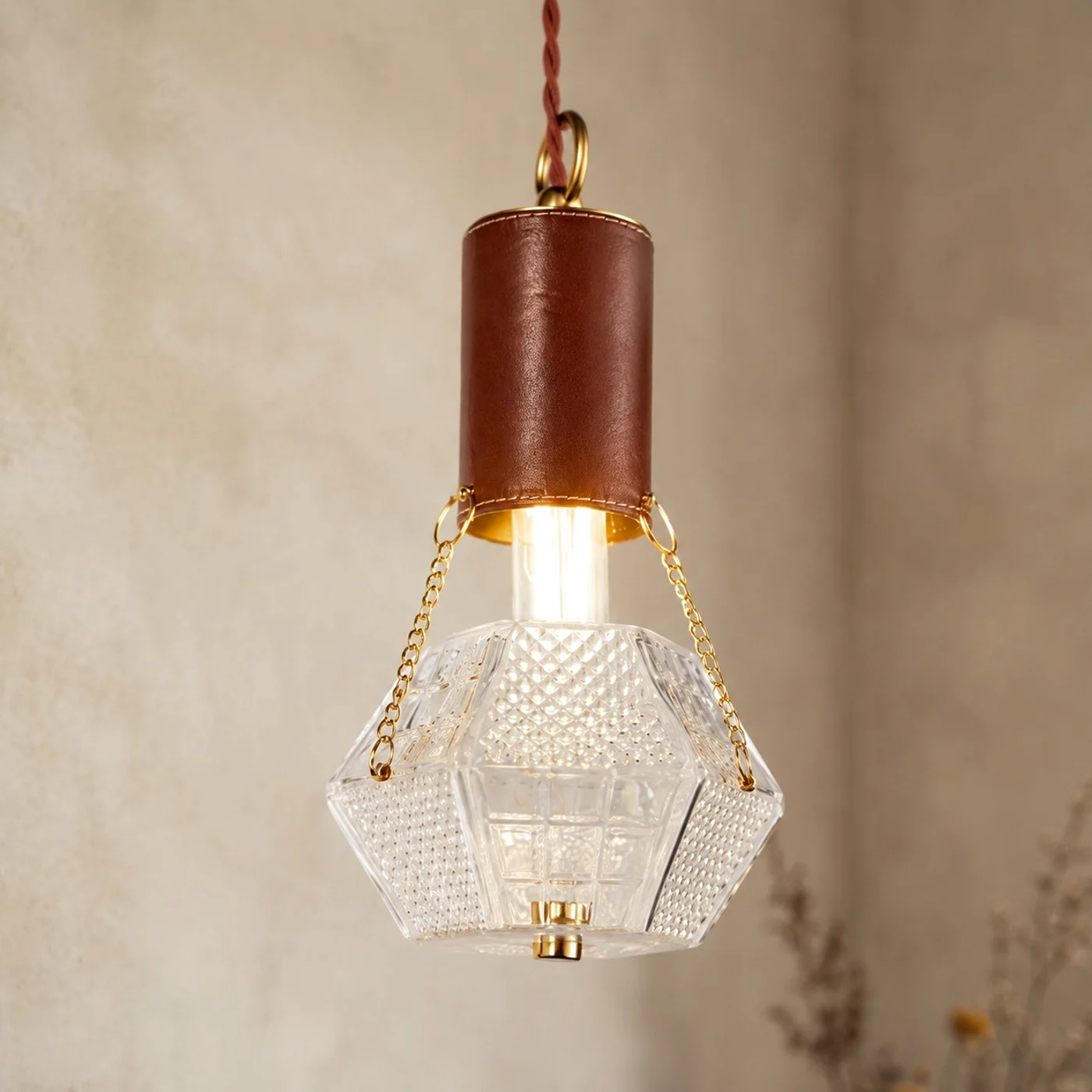 Prismatic French Leather Pendant Light 2