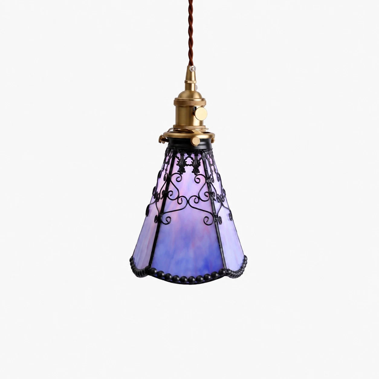 gradient purple stained glass pendant