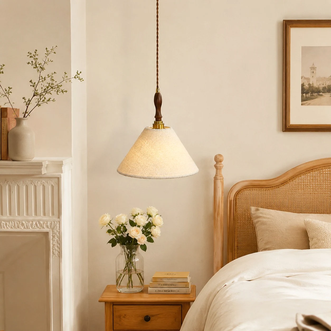 Bedside pendant installation scene