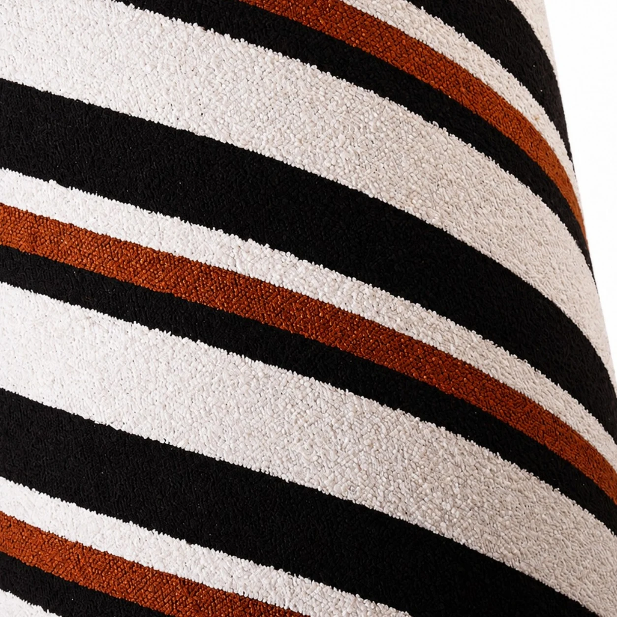Close detail of the textured striped fabric lampshade