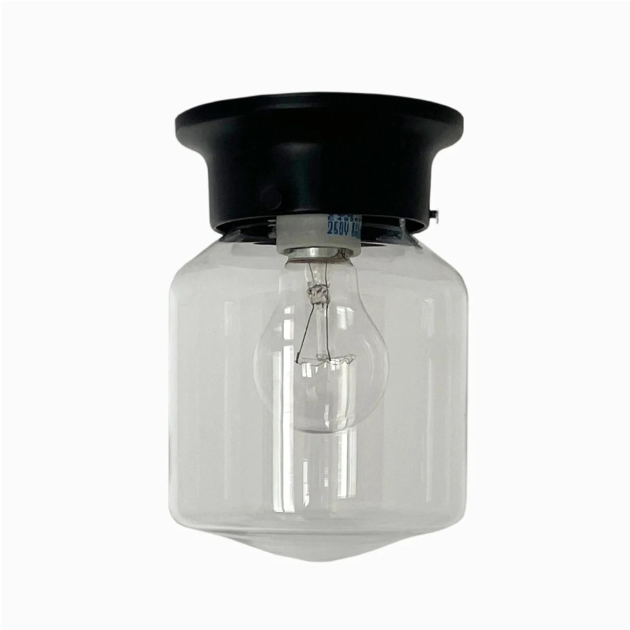 Style F minimalist glass ceiling lamp in black finish