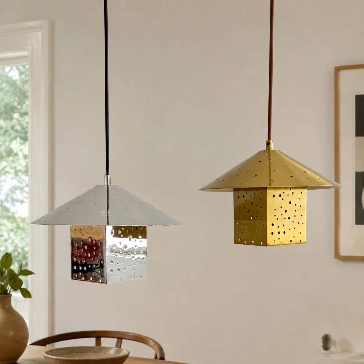 Bauhaus Hollow Silver Single Pendant Light
