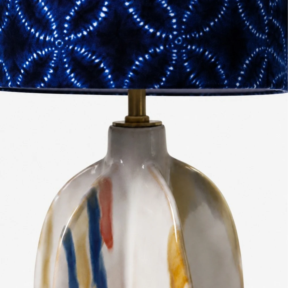 Blue Botanical Ceramic Table Lamp