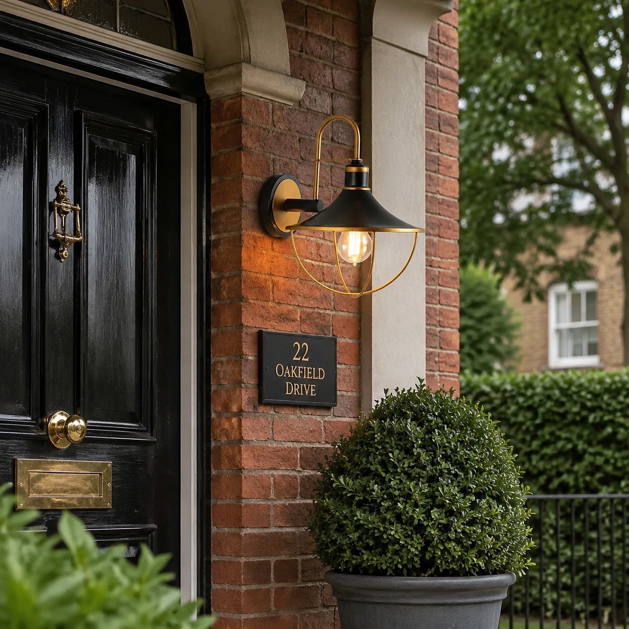 Black and Gold Outdoor Wall Lantern