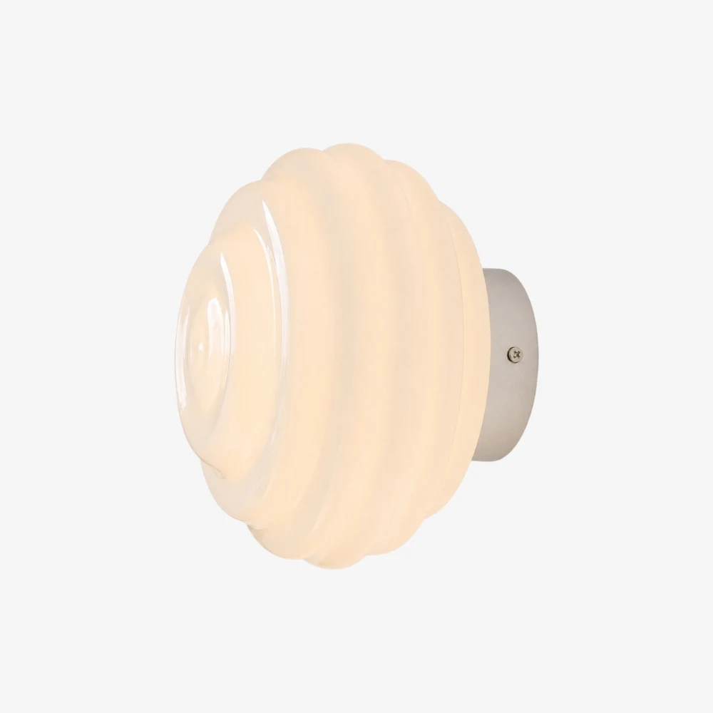 White ribbed glass wall sconce with chrome finish
