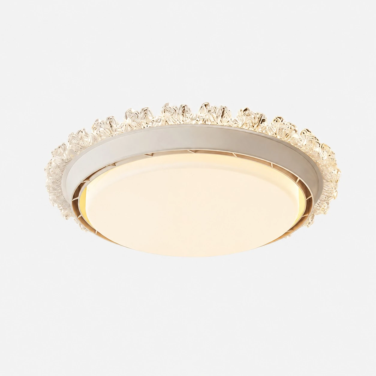 Crystal gold low profile ceiling fan light