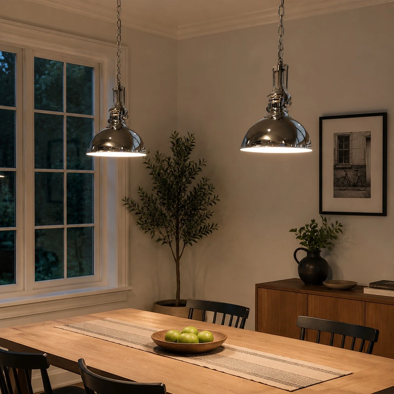 Bauhaus chrome dome pendant light