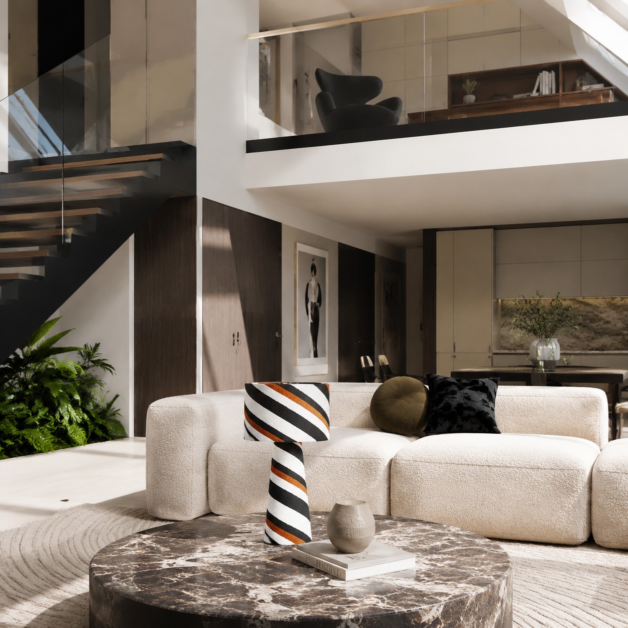 Striped Fabric Pendant Lamp