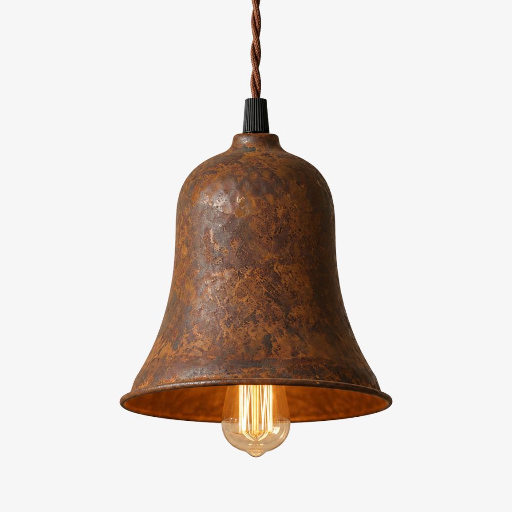 Rust metal bell shade pendant light