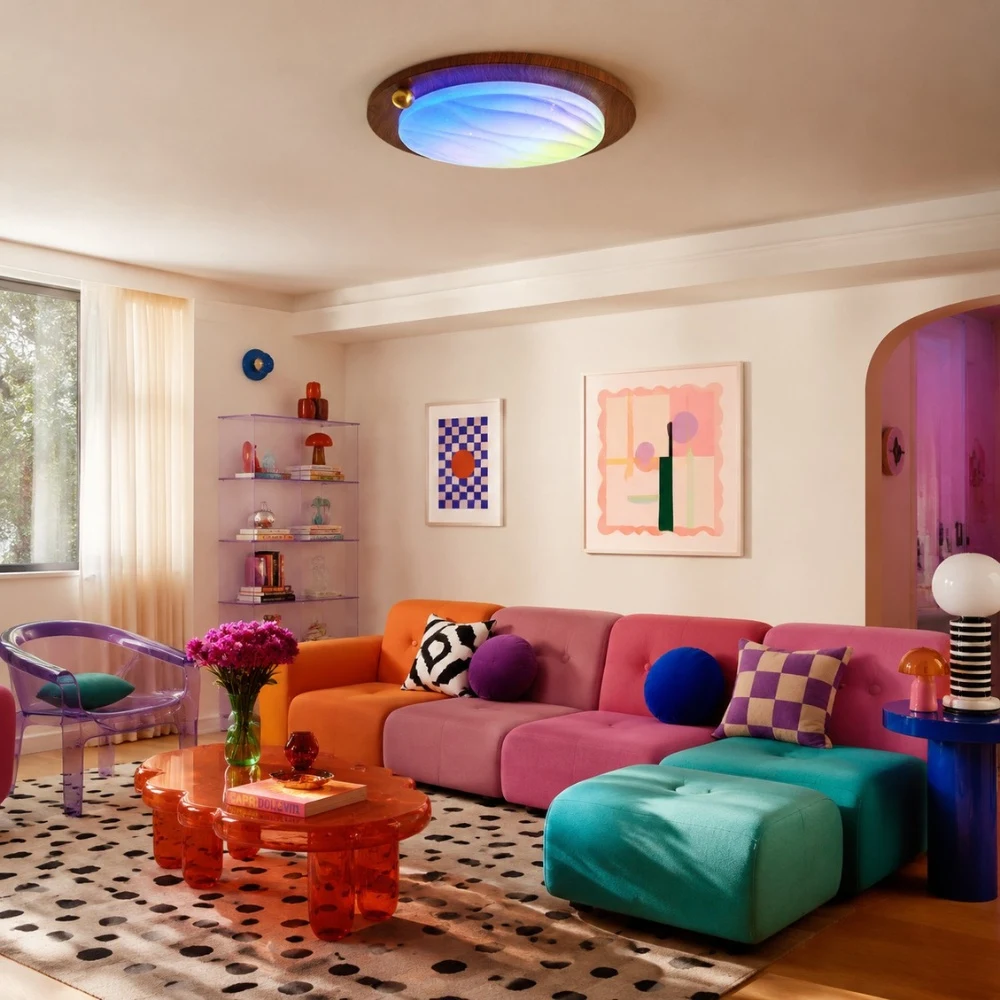 Walnut RGB Dynamic Sky Flush Mount Ceiling Light