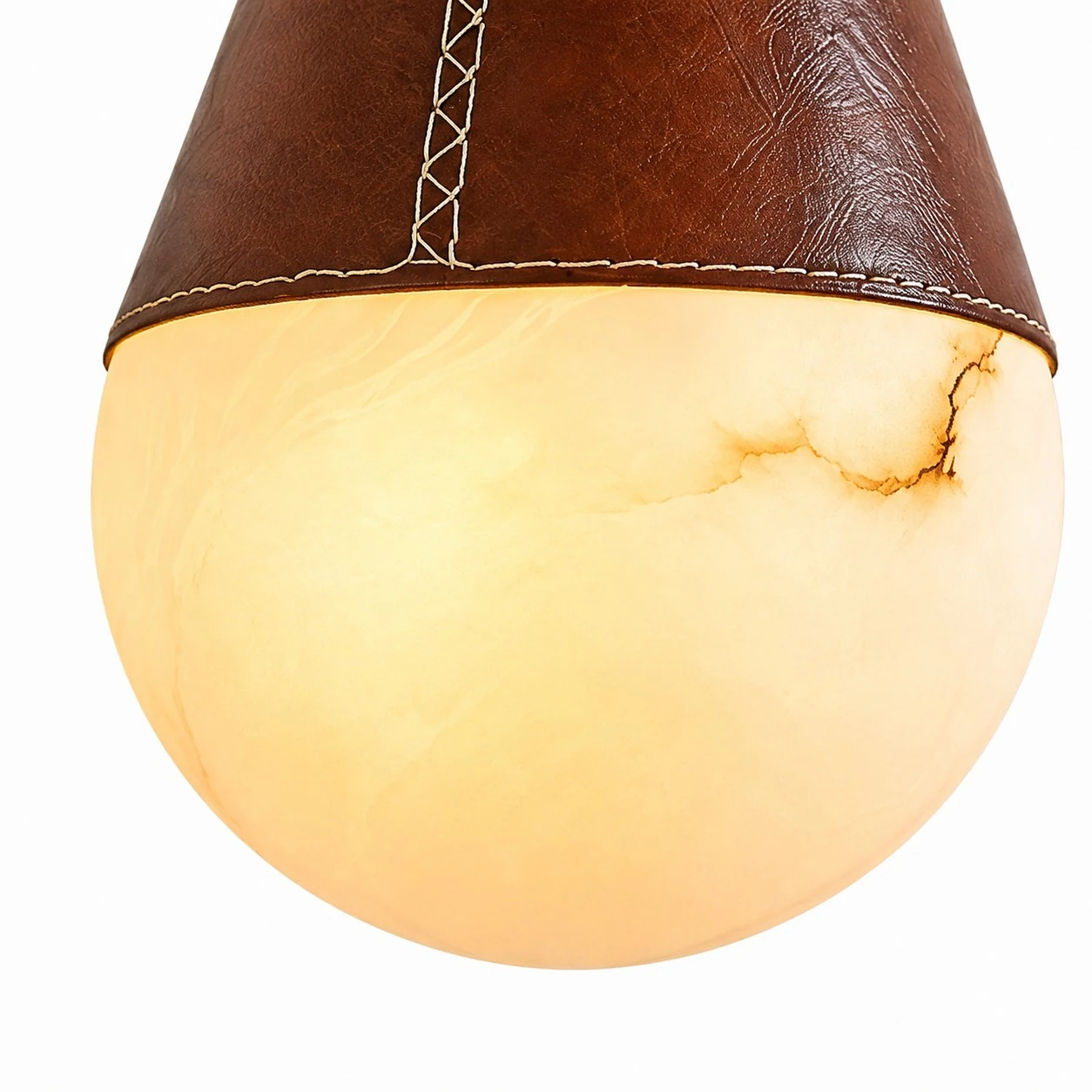 Vintage Leather Faux Marble Teardrop Pendant Light for Dining Rooms and Bedside