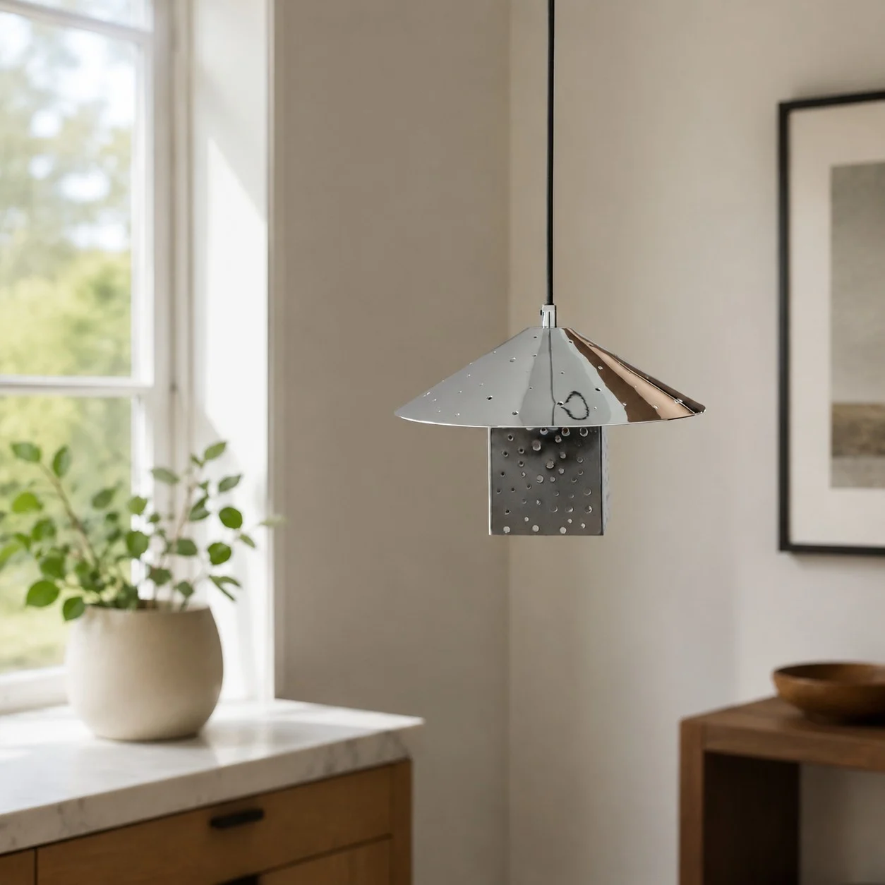 Bauhaus Hollow Silver Single Pendant Light