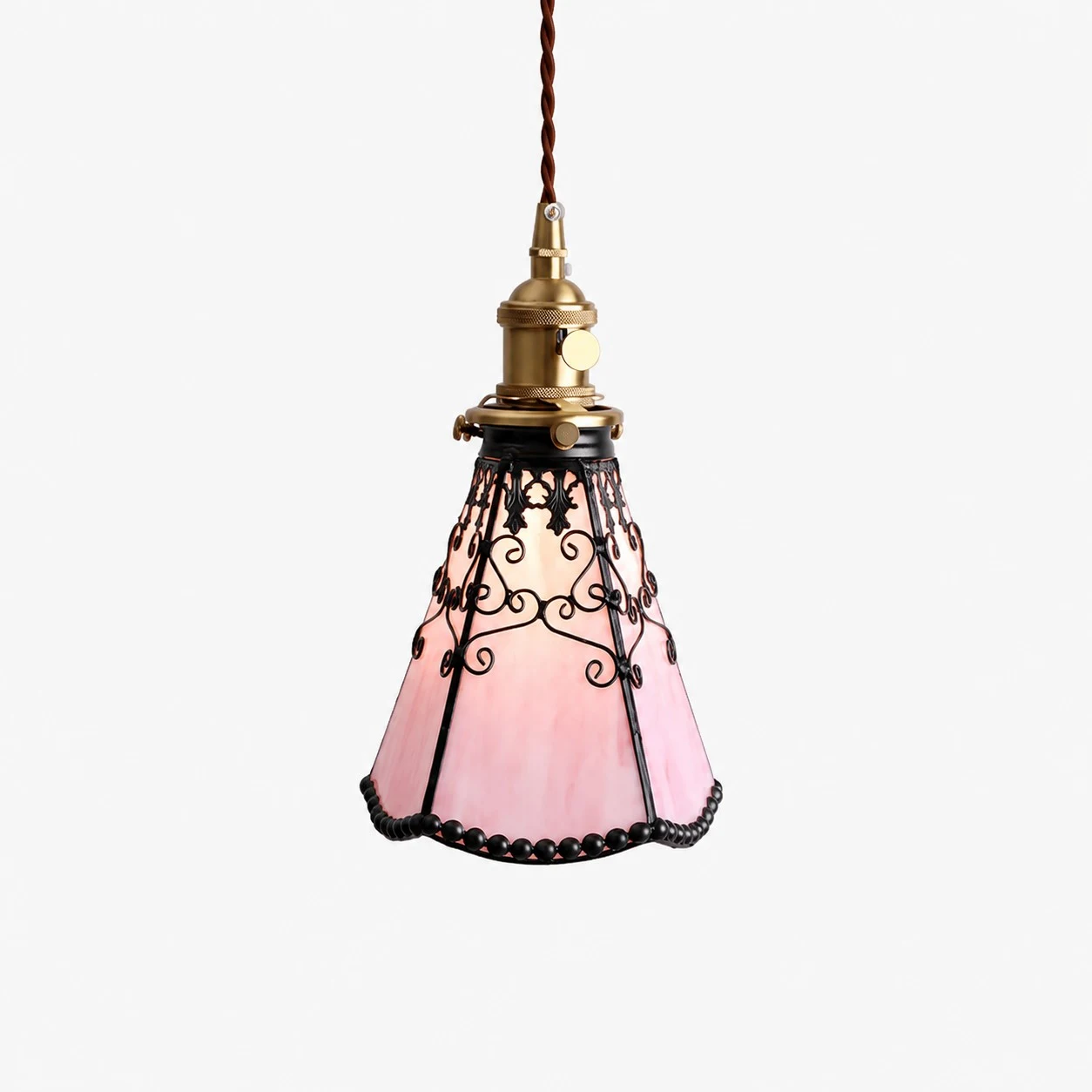 sakura pink stained glass pendant