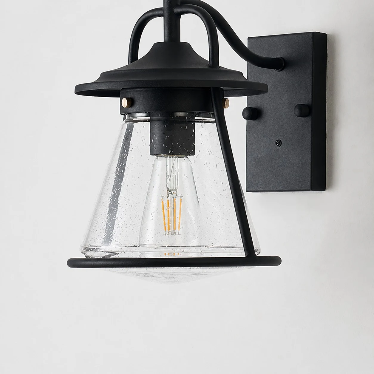 Black Glass Outdoor Wall Lantern Sconce