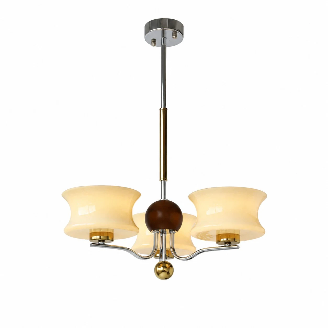 Compact 3-light cream glass chandelier