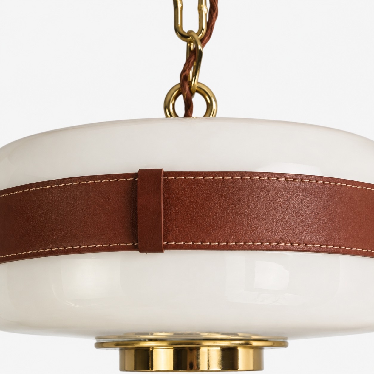 Glass shade and stitched band detail