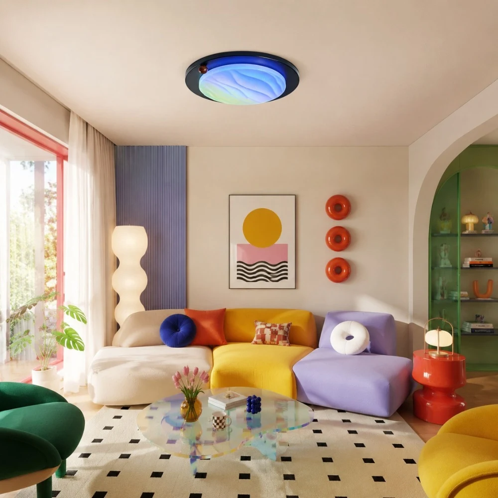 Walnut RGB Dynamic Sky Flush Mount Ceiling Light