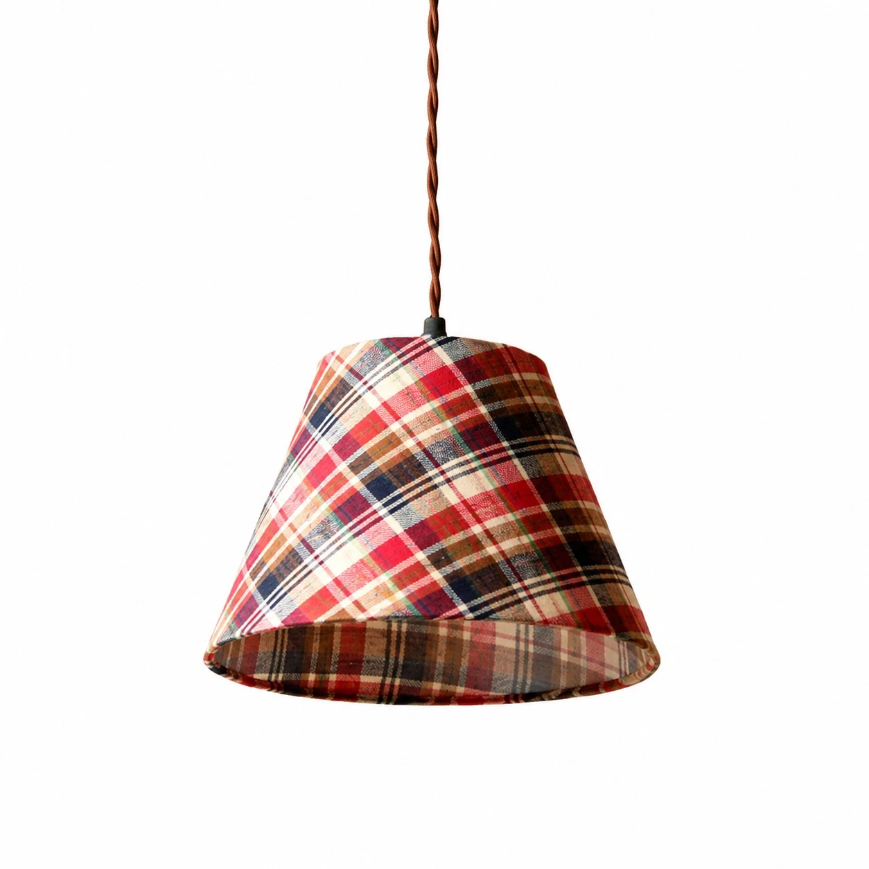 Eaveside Skirt Vintage Fabric Shade Pendant Light - Red Plaid