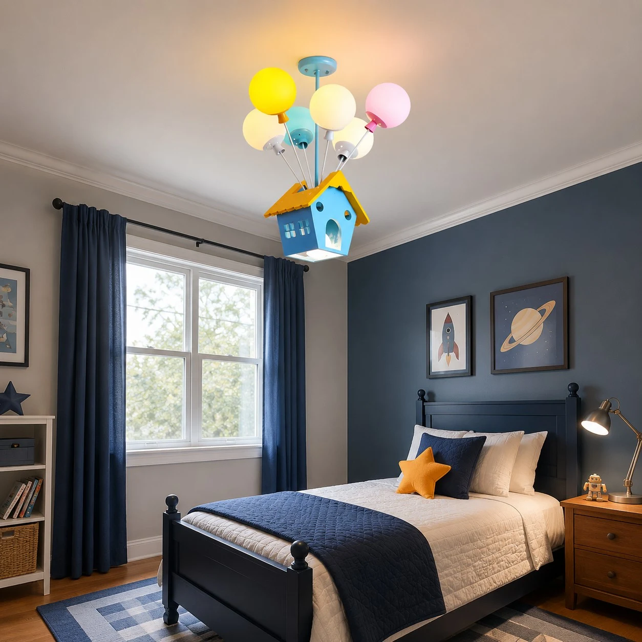 Colorful Balloon House LED Pendant Light for Kids Rooms