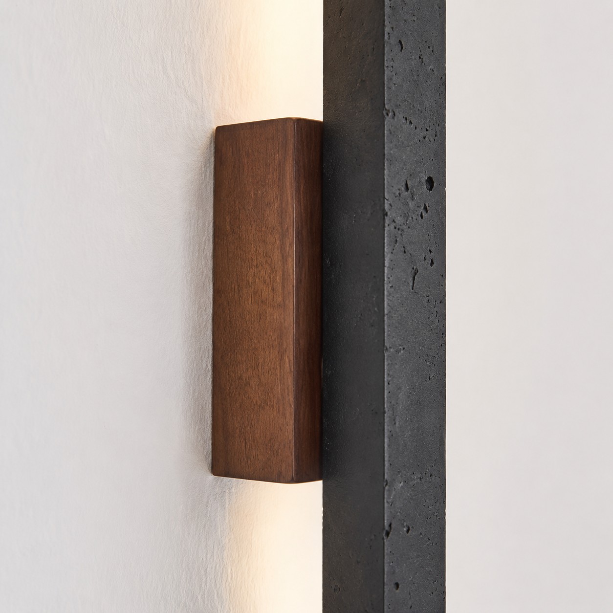 Linear Travertine And Wood LED Wall Light