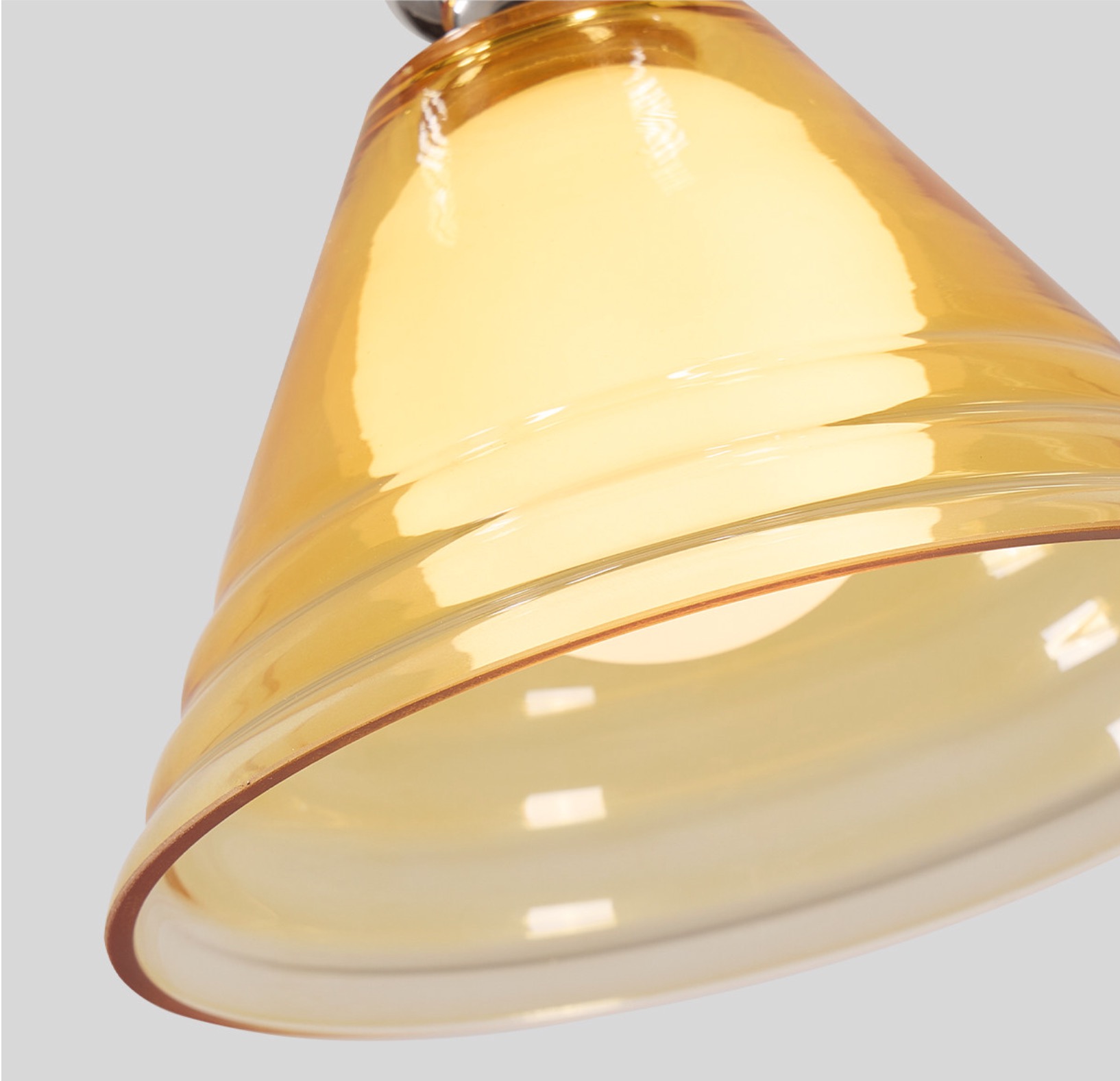 Light Yellow Glass Pendant Light With Chrome Canopy