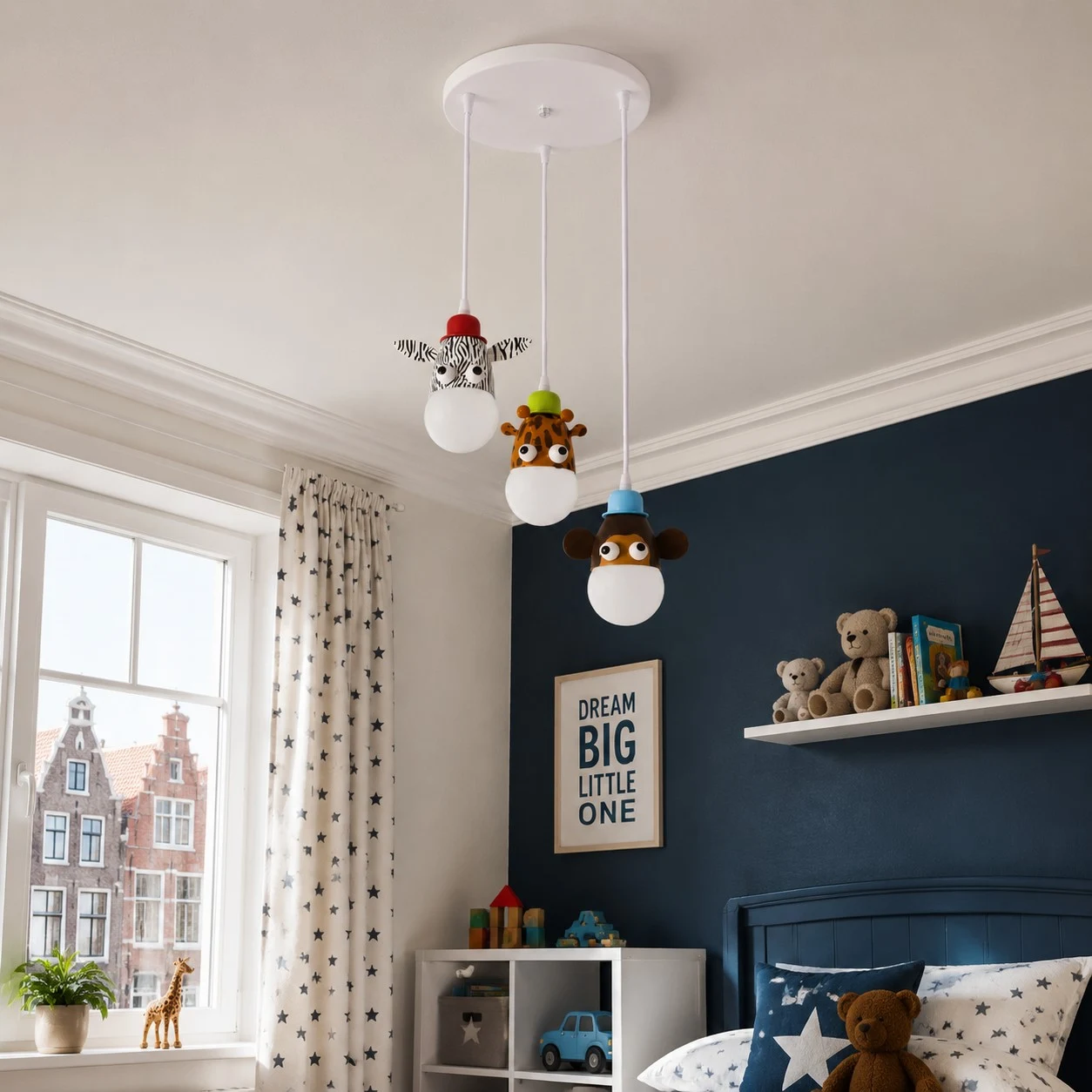 Kids animal pendant light nursery scene