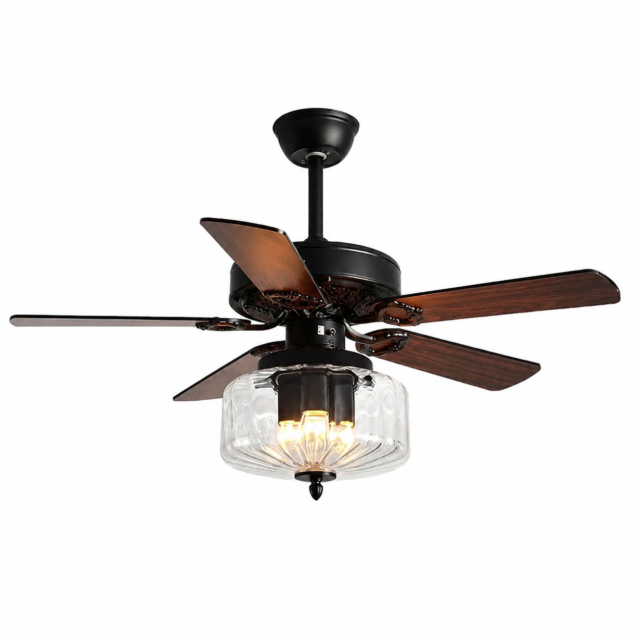Konoha and Banana Leaf Wooden Ceiling Fan Light