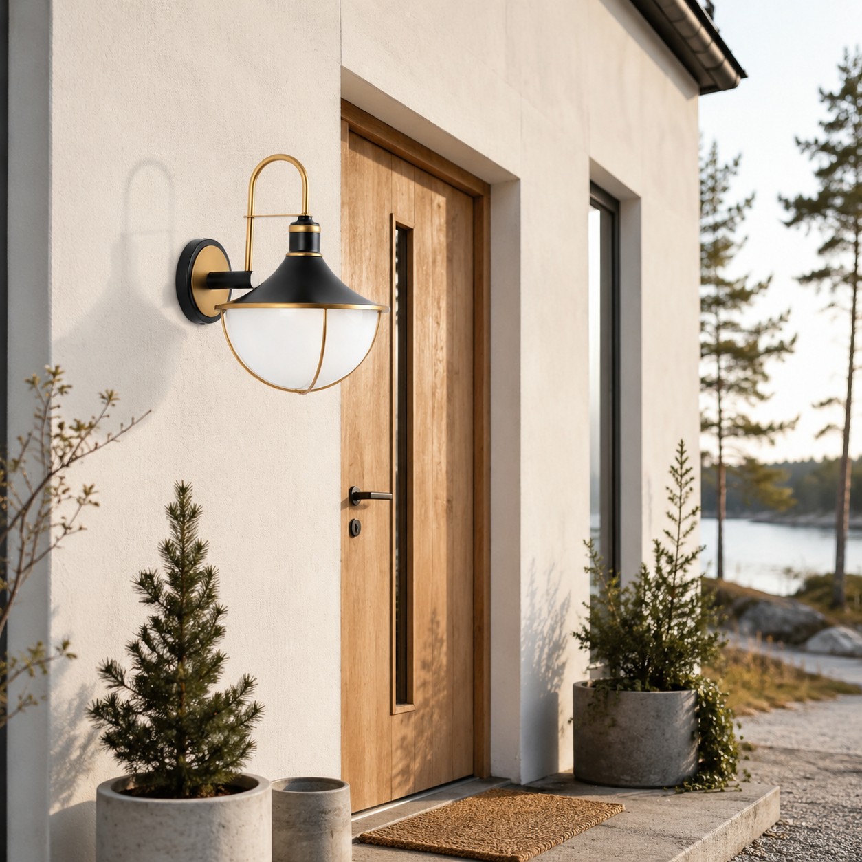 Black and Gold Outdoor Wall Lantern