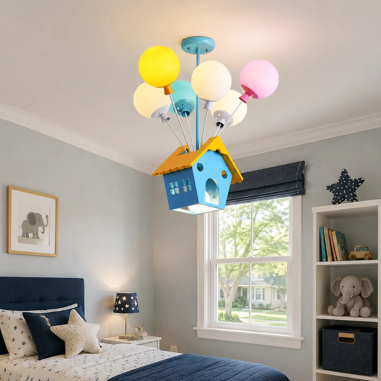 Colorful Balloon House LED Pendant Light for Kids Rooms