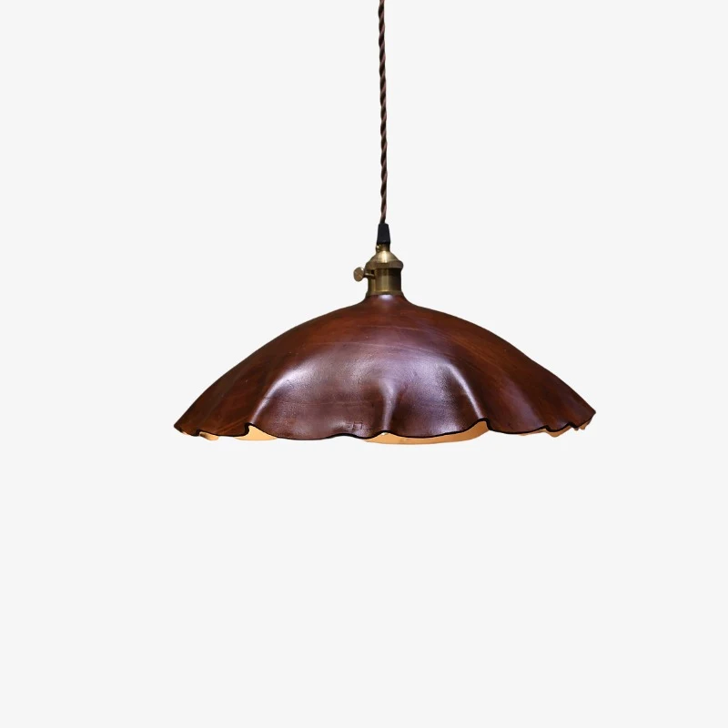 Brown leather pendant lamp product view