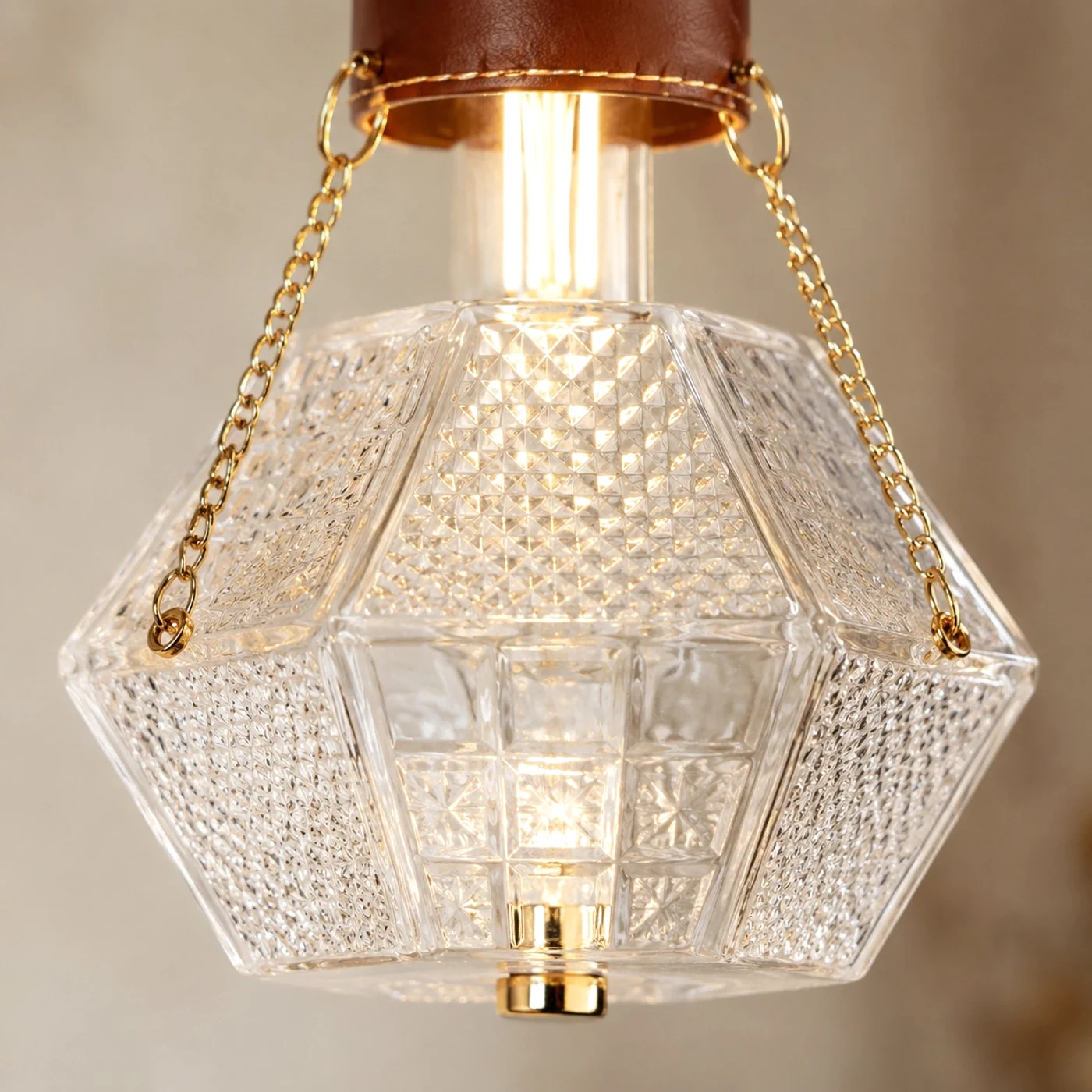 Prismatic French Leather Pendant Light 9