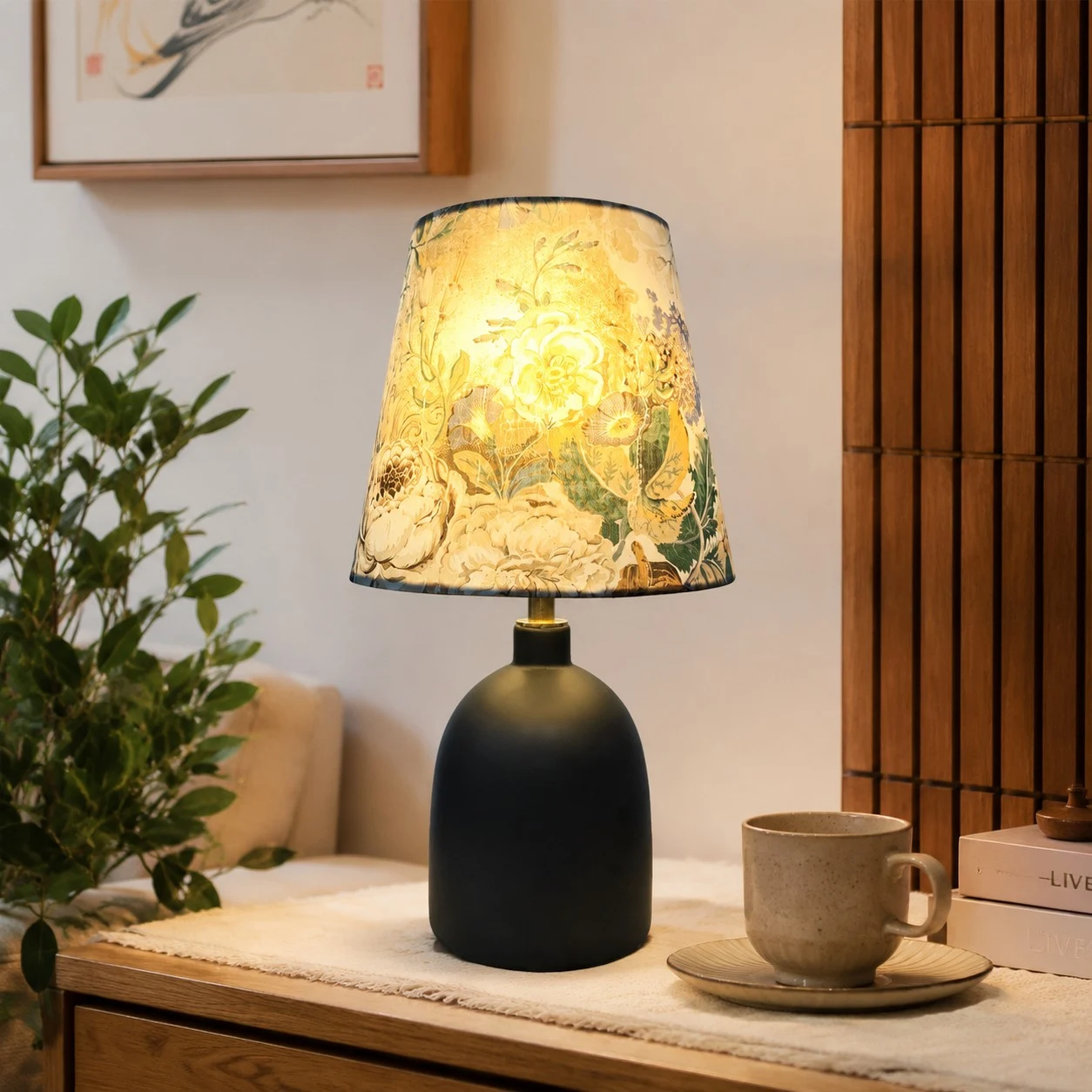 Beige Floral lit scene