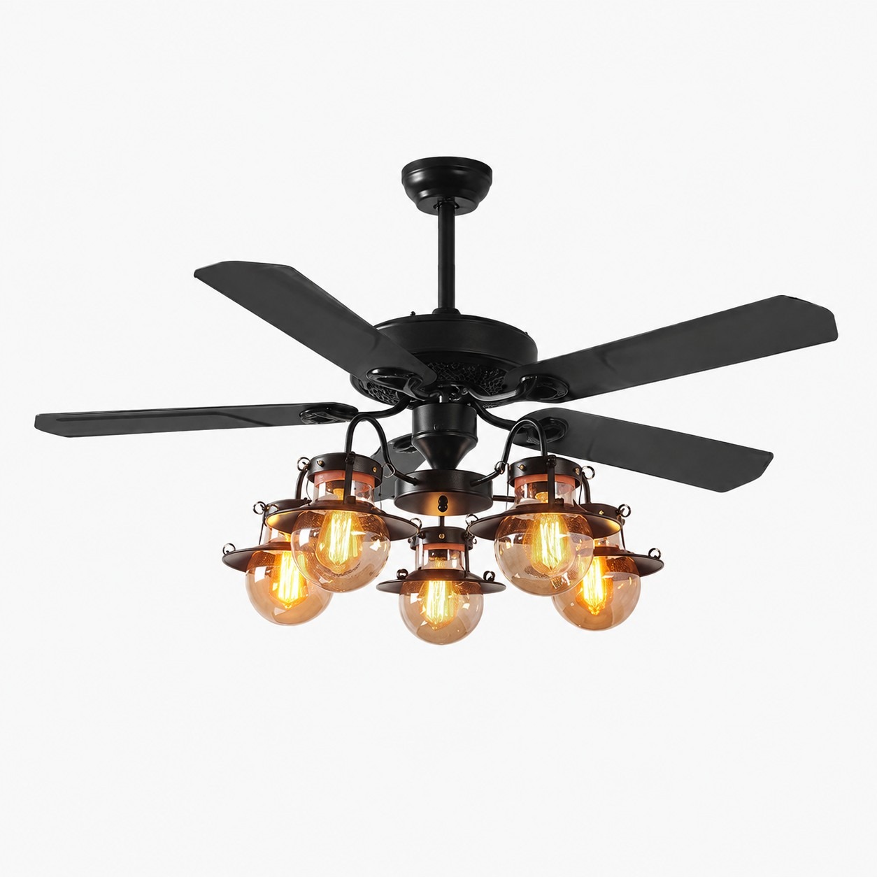 Style A iron blades five-light ceiling fan
