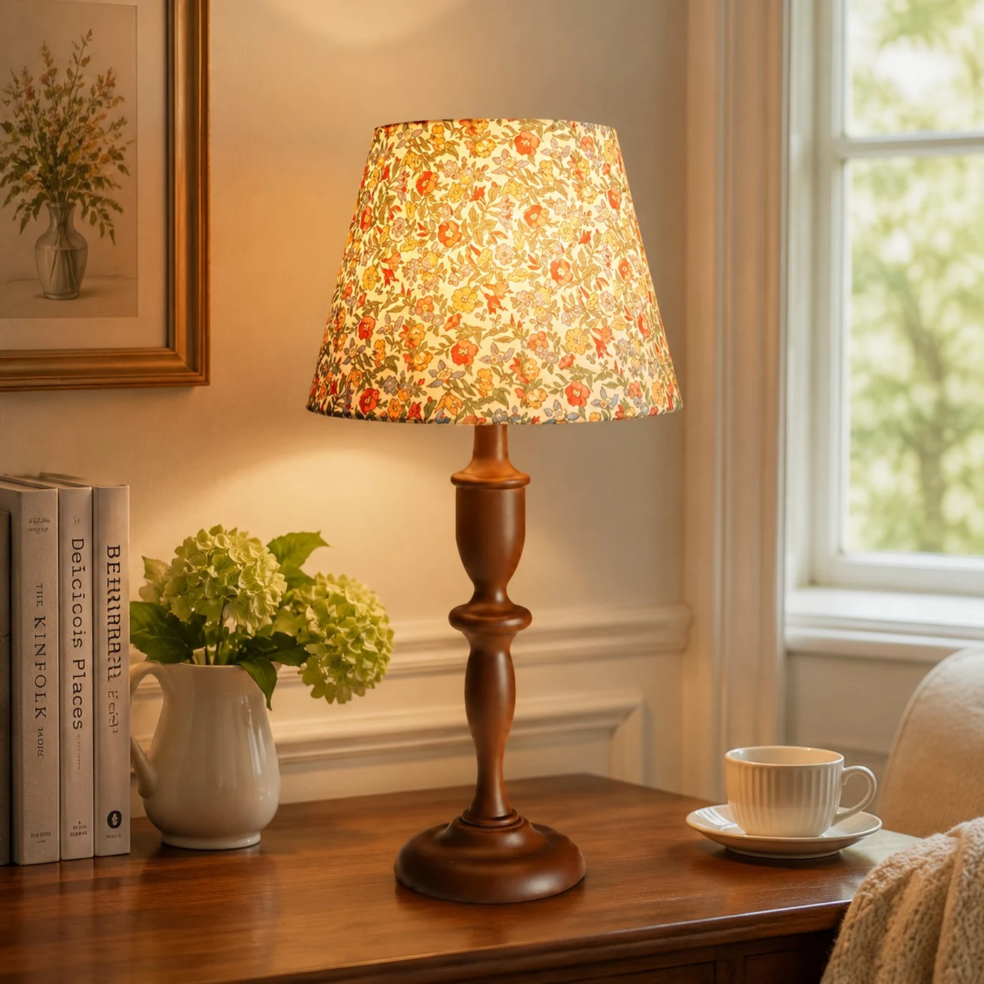 Vintage table lamp living room scene
