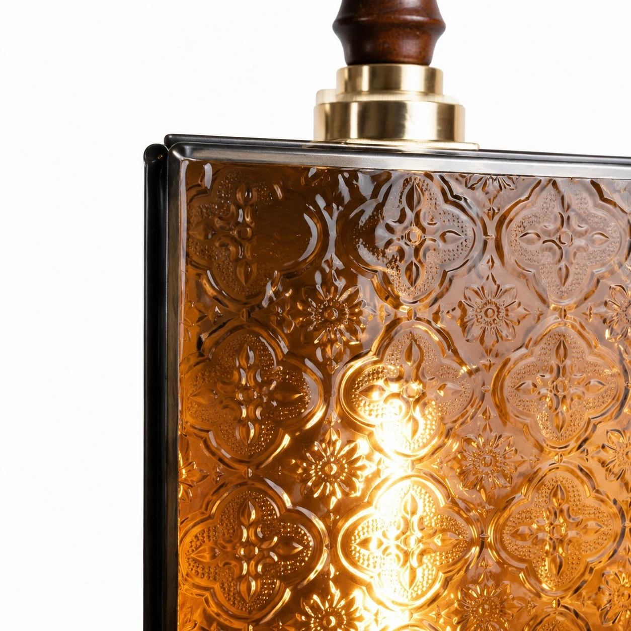 Amber textured glass shade detail