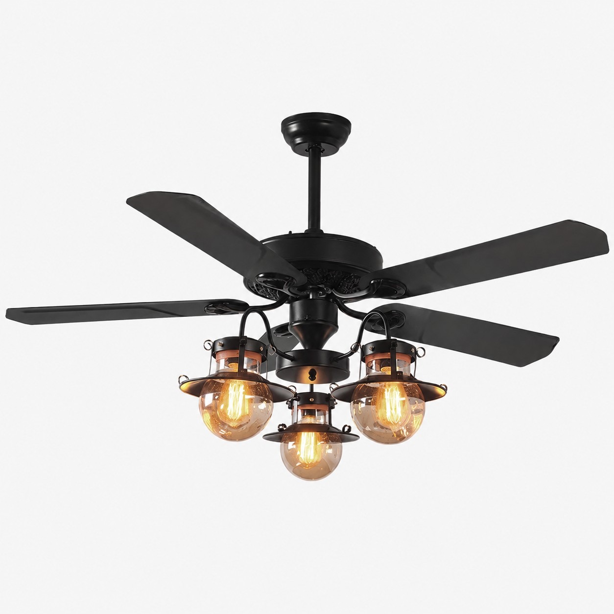Style A iron blades three-light ceiling fan