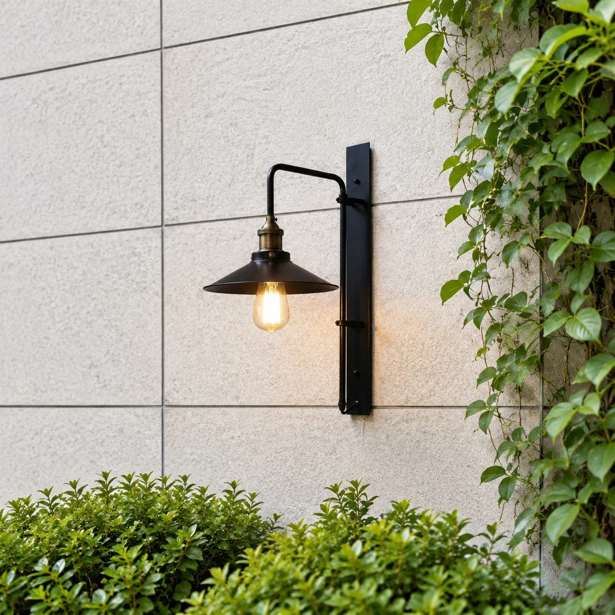 Solenvo dark bronze outdoor wall lamp scene view